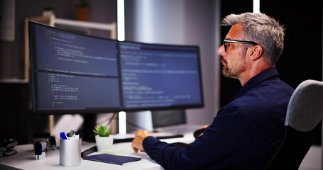 Poster - Coder Using Computer At Desk