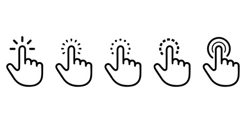 Fototapete - Hand click icon vector. Pointing hand clicks icons. Hand cursor icon. Click cursor icon