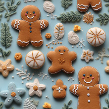 Seamless Christmas Pattern With Gingerbread