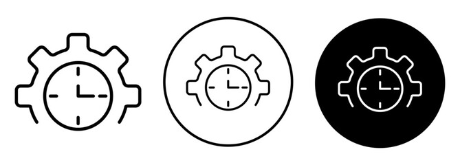 Poster - Time Management icon. Business service productivity symbol. Work optimization timeline vector. Clock with gear wheel sign.