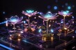 © HasibulAlam - beautiful glowing flower plants growing on cities representing digital technology