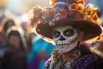 Poster - man at the celebration of Mexico Day of Remembrance of the Dead.