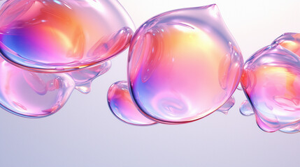 Poster - 3D illustration of holographic surface made of glass with chromatic aberrations. Iridescent abstract background.