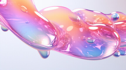 Poster - 3D illustration of holographic surface made of glass with chromatic aberrations. Iridescent abstract background.