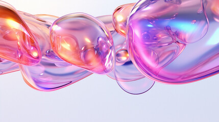 Poster - 3D illustration of holographic surface made of glass with chromatic aberrations. Iridescent abstract background.