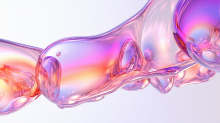 Poster - 3D illustration of holographic surface made of glass with chromatic aberrations. Iridescent abstract background.