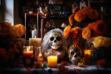 Poster - Mexican holiday Remembrance Day of the Dead.