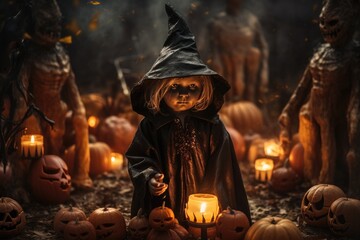 Wall Mural - scary Halloween doll.