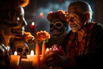 Poster - sorcerer on the Day of the Dead holiday in Mexico.