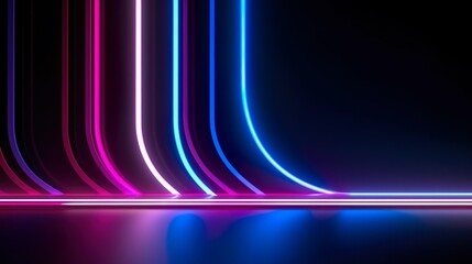 Poster - 3d animation abstract neon background pink blue ribbon