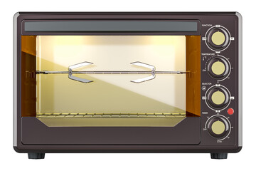 Poster - Convection Toaster Oven with Rotisserie and Grill, front view. 3D rendering isolated on transparent background