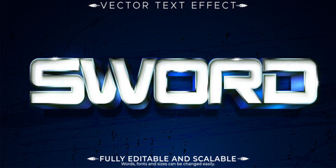 Poster - Sword text effect, editable metallic and shiny text style