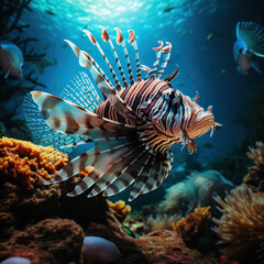 Wall Mural - Lionfish in its Natural Habitat, Wildlife Photography, Generative AI