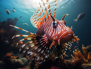 Wall Mural - Lionfish in its Natural Habitat, Wildlife Photography, Generative AI