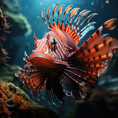 Wall Mural - Lionfish in its Natural Habitat, Wildlife Photography, Generative AI