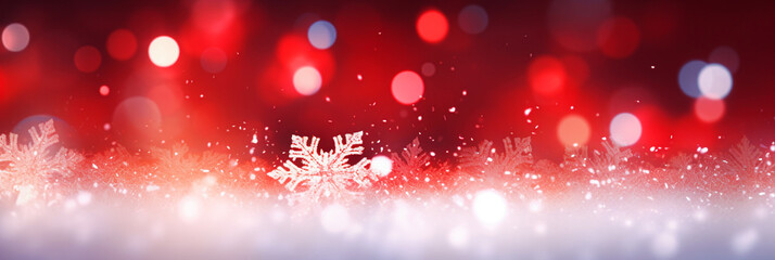 Wall Mural - DefocusedChristmas background with snowflakes and bokeh lights. 