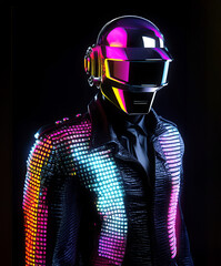 A Futuristic cyber helmet inspired by disco funk electronic music Cyberspace Augmented Reality	
