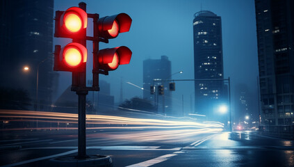 Wall Mural - Urban city street night dark traffic road