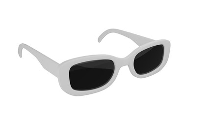 Wall Mural - White women's rectangular sunglasses isolated on transparent and white background. Glasses concept. 3D render