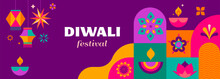 Happy Diwali, Festival Of Light. Modern Geometric Minimalist Design. Poster, Banner And Social Media Template