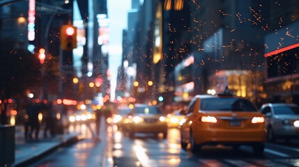Wall Mural - street traffic bokeh witness the hustle and bustle of city life as car lights blur into mesmerizing 