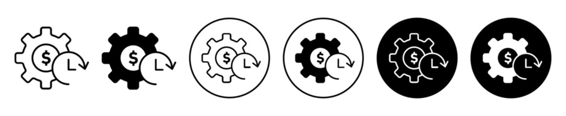 Poster - Long Term Investment icon. Dollar sign with gear and clock symbol. Business money reinvesting to gain profit vector. Company finance capital in progress sign.