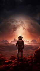 Wall Mural - planet mars in deep space, background banner or wallpaper poster style