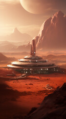 Wall Mural - planet mars in deep space, background banner or wallpaper poster style