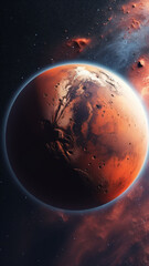 Wall Mural - planet mars in deep space, background banner or wallpaper poster style