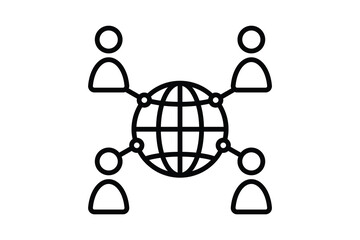 Poster - Global Communication Icon. Icon related to Communication. Suitable for web site design, app, user interfaces. Line icon style. Simple vector design editable