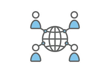 Poster - Global Communication Icon. Icon related to Communication. Suitable for web site design, app, user interfaces. Flat line icon style. Simple vector design editable