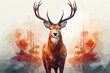 Deer in The Style of Low Poly Art. Creted with Generative AI Technology