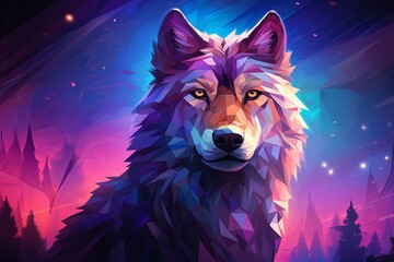 Naklejka na meble Fox in The Style of Low Poly Art. Creted with Generative AI Technology