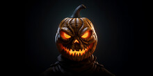 Scary Halloween Man, With A Pumpkin Halloween Head, Spooky Halloween Season, Jack O Lantern