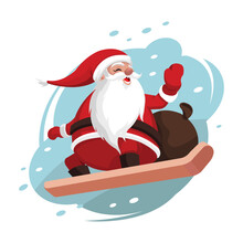 Christmas Background Skiing Santa Sketch Dynamic Cartoon