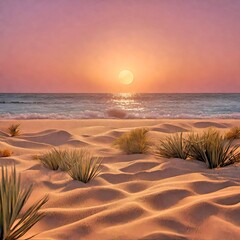 Beach landscape at sunset