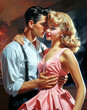 50s Romance Illustration- Dancers Embracing