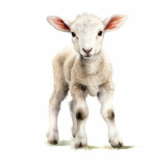 Sticker - Lamb isolated on white water painting