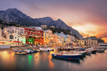 Capri, Italy At Marina Grande At Twilight