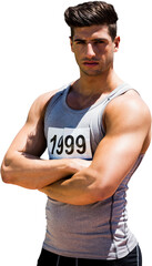 Wall Mural - Digital png photo of caucasian male athlete on transparent background