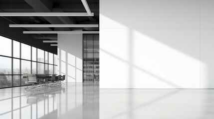 Fototapete - Open space office interior with blank wall.