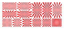 Set Of Red Sunburst Pattern Vector Background. Sunburst Pattern Design