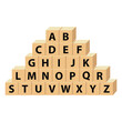 Childrens abc letter blocks. alphabet blocks. small letter abc and big letter ABC to Z. vector illustration