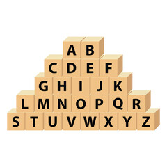 Wall Mural - Childrens abc letter blocks. alphabet blocks. small letter abc and big letter ABC to Z. vector illustration