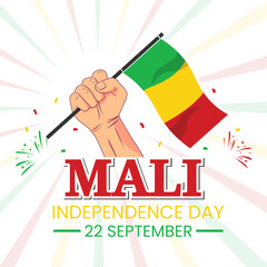 Wall Mural - Vector graphic of Mali Independence Day design with hand holding flag