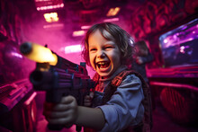 Happy Child Playing Laser Battle Game