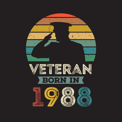 Wall Mural - Veteran born in 1988 vector vintage style Veteran day design vector