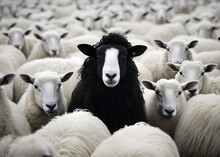 Black Sheep In A Flock Of White Sheep