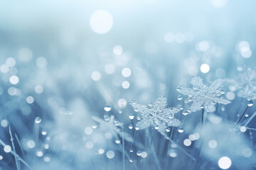 Wall Mural - Closeup of snow flake in winter season