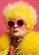 © Татьяна Креминская - A strange old woman in a ridiculous bright yellow and pink outfit. City folk.